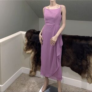 New Elegant V Back Faux Wrap Midi Dress